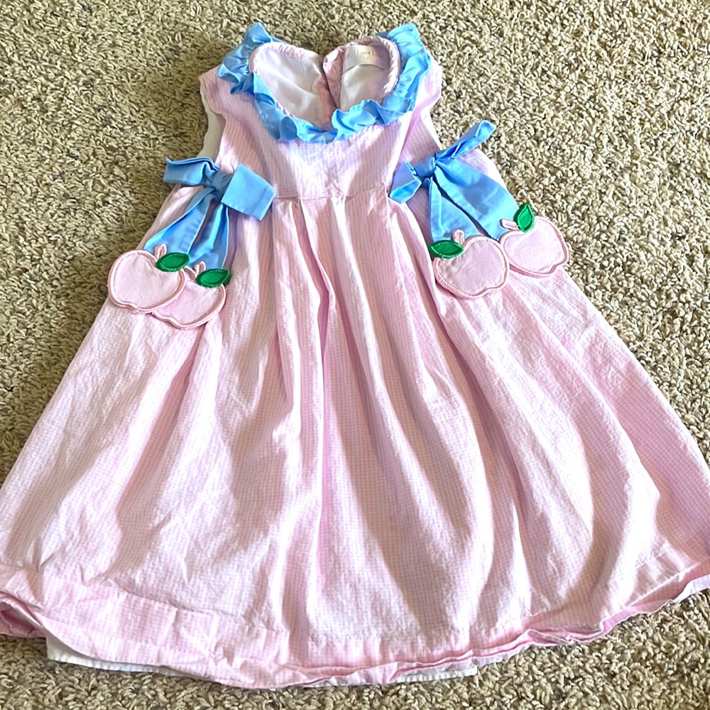 Adorable gingham dress with apple bows
